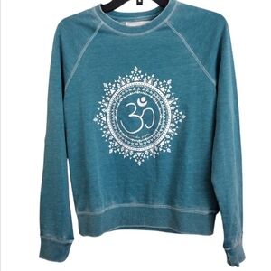 Spiritual Gangster Teal Women's Top with Om Mandala Design Size XS